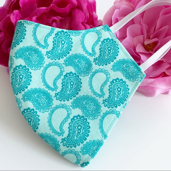 2/$20 Triple Layer Handmade Face Mask paisley - Picture 4 of 7